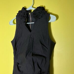 Sara Campbell Black Halter Ruffle Neck Dress